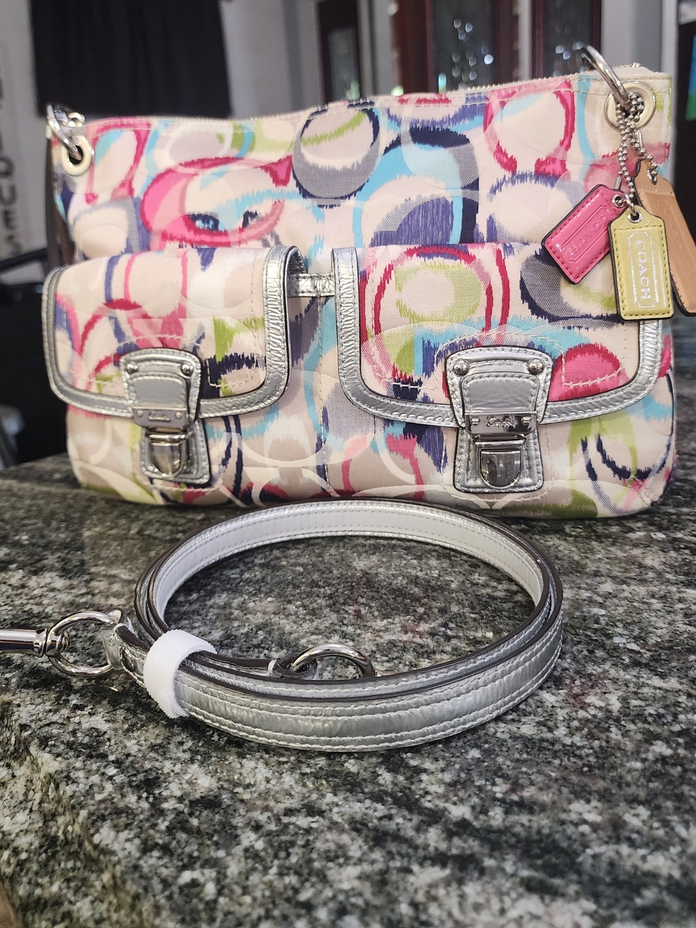 Coach Poppy Multi Signature Ikat Hippie Shoulder/Crossbody Bag-Style 19874
